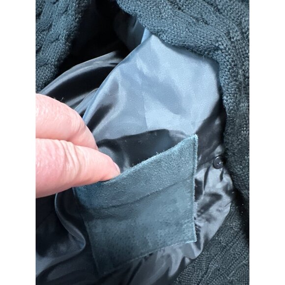 Coldwater Creek Genuine Suede Leather Black Cable Knit Jacket Women's Size M - Picture 9 of 10